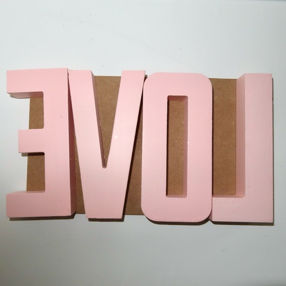 Transpac | pink ombré glitter ‘Love’ block sign set - Picture 4 of 7